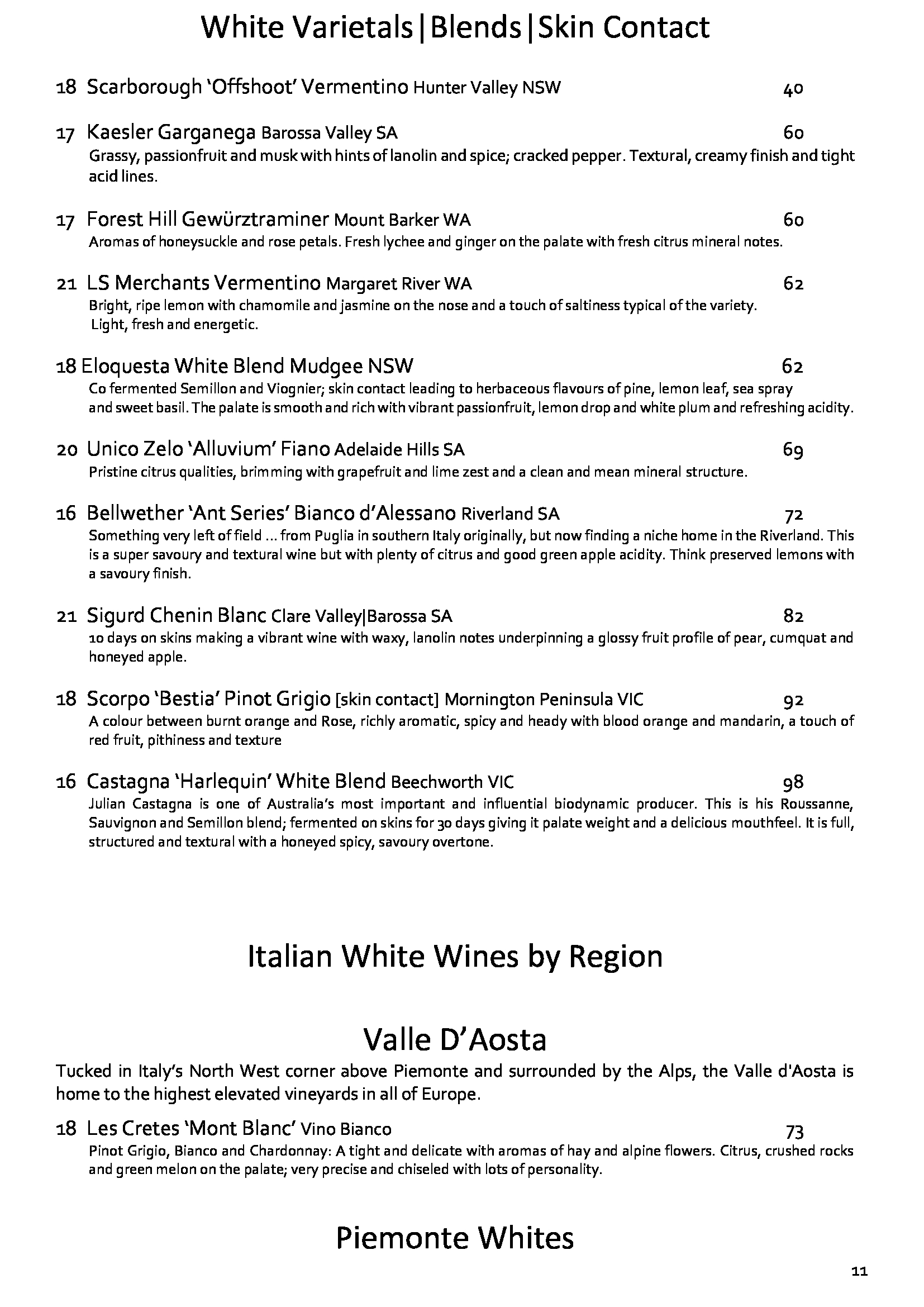 Wine List March 22 11
