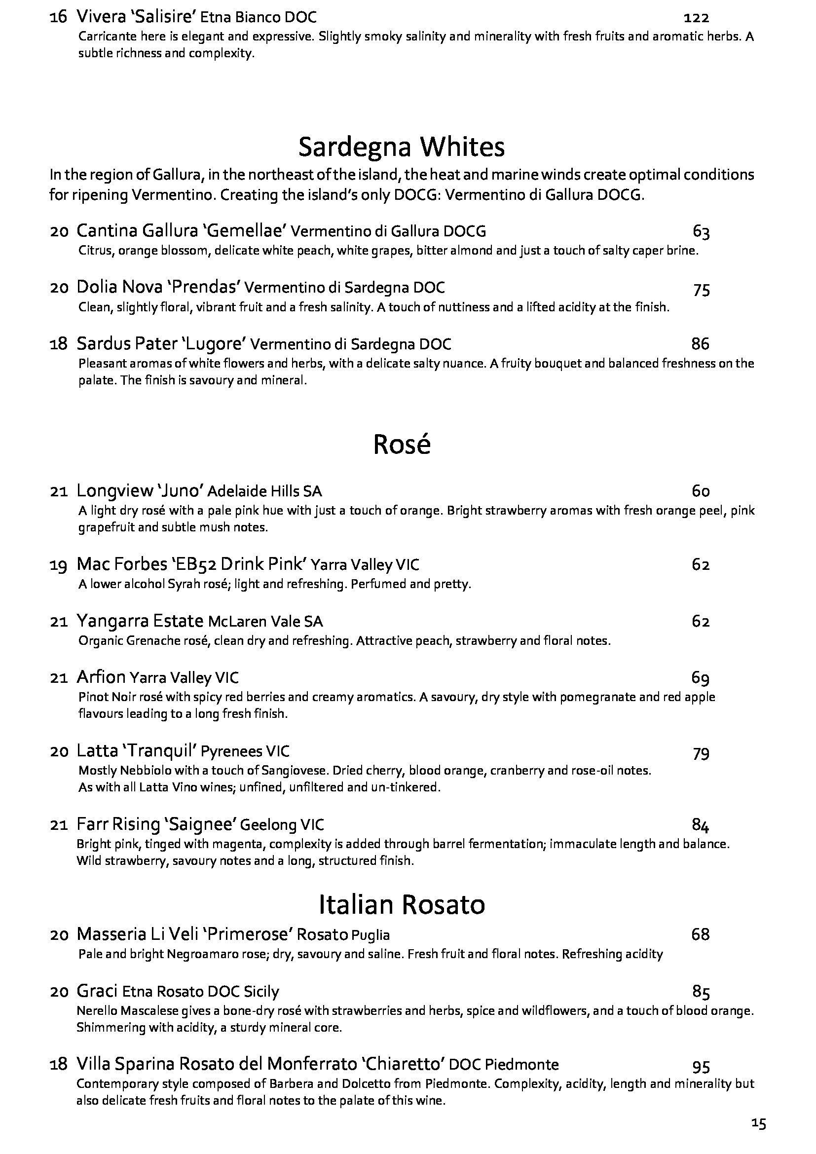 Wine List March 22 15
