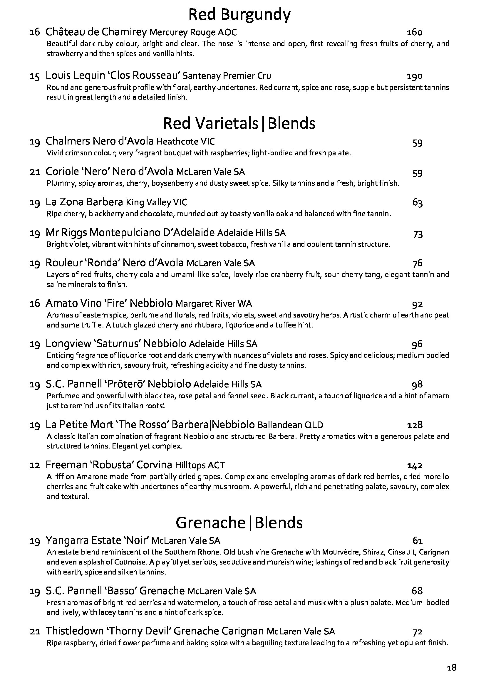 Wine List March 22 18