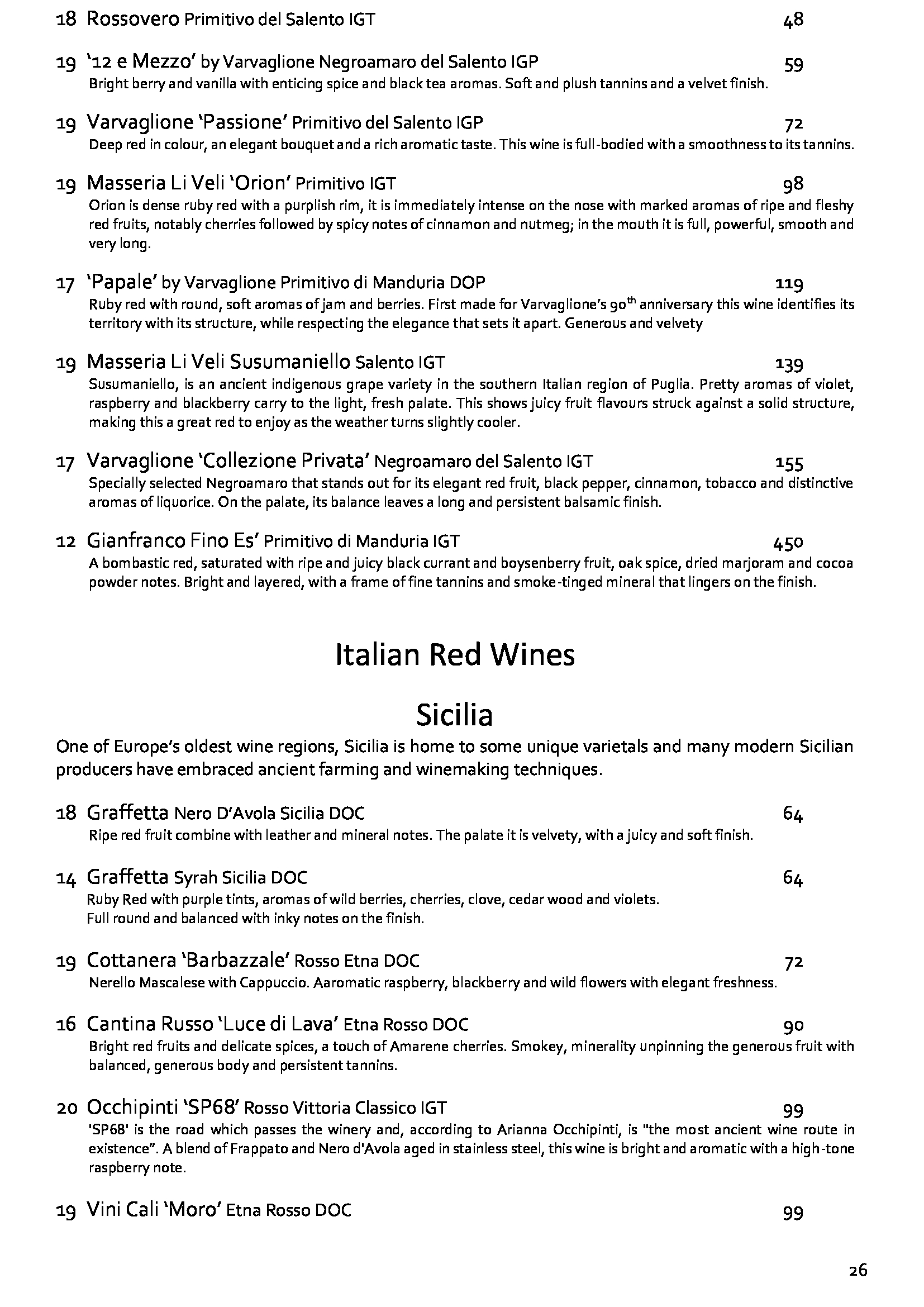 Wine List March 22 26