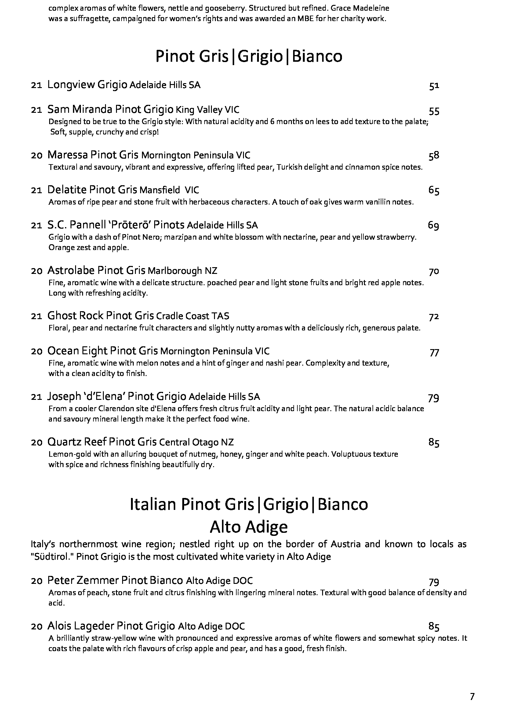 Wine List March 22 7